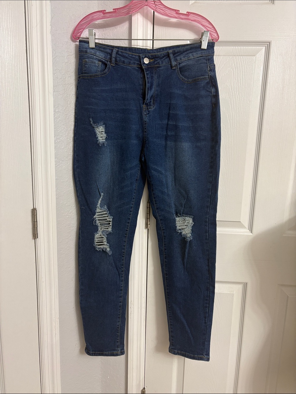 Dark Indigo Distressed Skinny Jeans